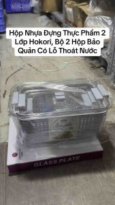 Hộp Nhựa Đựng Thực Phẩm 2 Lớp Hokori Bộ 2 Hộp Bảo Quản Có Lỗ Thoát Nước 6588/6589