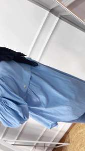 Felda Shirt Linen Blouse Kancing Belakang Lengan Balon