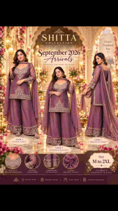 [ PRE-ORDER] 2026 SEPT WOMEN MAUVE PURPLE PAKISTANI EMBROIDERED PALAZZO SUIT 3PCS KURTA PANTS DUPATTA INDIAN BOLLYWOOD PARTY WEDDING WEAR M TO 2XL( DELIVERY 10 WORKING DAYS) ETA: 2026-12-30