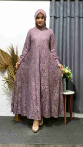 (COD)DRESS TERBARU GAMIS BURKAT JUMBO SIZE M L XL XXL 3XL / GAMIS PESTA KONDANGAN