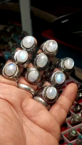 Cincin batu biduri bulan 14mm moonstone