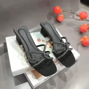 Dép dây quai đá sáng  gót 4cm