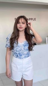 เสื้อ Blouse ลายหินอ่อน 320 บาท จับจีบทั้งตัว - เสื้อลายหินอ่อน สวย สีนี้ ขับผิว สว่าง 320 บาท