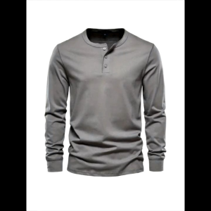 Baju Kaos polos Kancing Baju Kaos Henley Kaos Kancing lengan Panjang stok terbatas