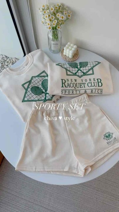 -𝐂𝐡𝐢𝐯𝐚- พร้อมส่ง‼️SPORTY SET | เซ็ตสเวตเตอร์+กางเกงขาสั้น สไตล์สปอร์ต ...