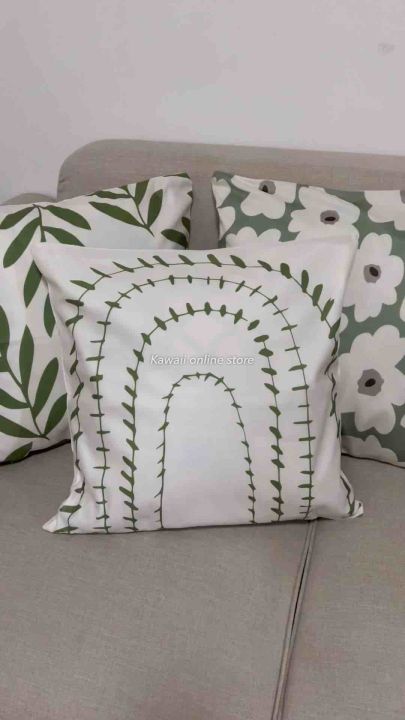 Sarung Bantal Sofa Motif Tanaman Hijau Green Plant Pillow Cover