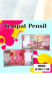 Souvenir pouch dompet tempat pensil motif gambar uang custom