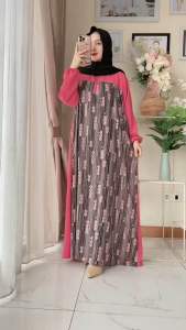 HA STORE Safira Dress A-Line / Kombinasi Rayon Premium Dan Crinkle Airflow