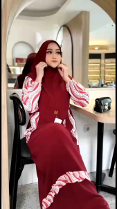 Z Gamis Set Khimar Syari Kamila Saku Dress Crincle mix Dutex 56 Fashion Muslim Wanita