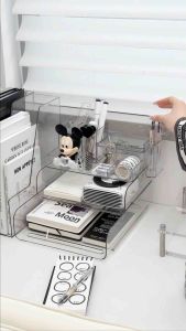 Classy Luxe Transparent White Desktop File Storage Rack Office Book Acrylic Drawer Folder Light Luxury Organizing Box