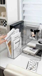 Home Signature Transparent White Desktop File Storage Rack Office Book Acrylic Drawer Folder Light Luxury Organizing Box