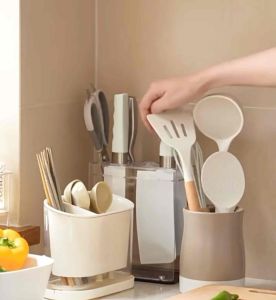 Home Signature Kitchen Rotating Knife Holder Chopstick Barrel Multifunctional Storage Rack Countertop Chopstick Cage Knife Integrated Storage Box