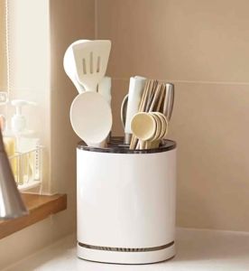 Classy Luxe Kitchen Rotating Knife Holder Chopstick Barrel Multifunctional Storage Rack Countertop Chopstick Cage Knife Integrated Storage Box