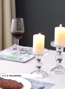 Clear Glass Candle HolderElegant Pillar Taper & Tealight Candlesticks  for Dinner Table Wedding