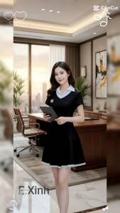 Thời Trang Thiết Kế E.Xinh.Váy thiết kế thanh lịchsang trọng.Váy công sở váy tôn dáng nhún hông phối cổ sơ mi trẻ trung năng động.