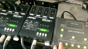 controlled DMX 4 Channel 20A Mini Power Dimmer Matrix US Plug 6.3A per Channel