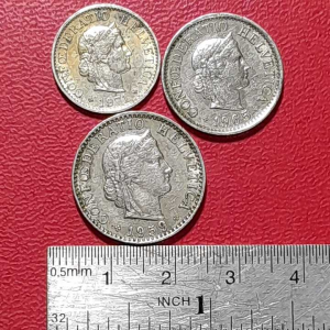 Koin Swiss Koleksi Kuno Jadul 3 Keping 1959-1965-1971 BEKAS