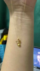 PAWNABLE 18K Saudi Gold Fine Tauco Chain(thin)with 18K  MINI Bow-Heart Pendant(Open back)✨