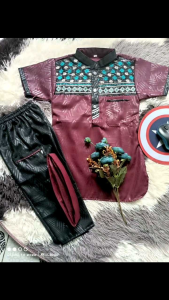 COD Koko kurta anak laki laki katun embos lengan panjang usia 1th-12th bonus peci