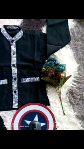 Setelan Koko Anak laki laki katun Wolvis Motif Tradisional dengan Pinggang Elastis 1th-15th