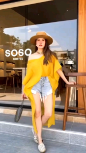 เสื้อดีไซน์เก๋ สีสันสดใส เหมาะใส่เที่ยวที่สุด..! ดีเทลคอวีแขนทรงค้างคาว ด้านหน้าสั้น ด้านหลังยาวววววววววว เก๋ไก๋โดดเด่น ต้องมีติดตู้ เนื้อผ้าบางมีtextureเหมาะใส่หน้าร้อน ทริปทะเลทริปภูเขา ถ่ายรูปพริ้วเว่อร์วัง