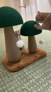Sisal Mushroom Cat Scratching Post – Durable Non-Shedding Vertical Cat Scratch Board with Sisal Rope for Claw