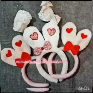Bando Kelinci Elastis Import Premium / Bando Merah Putih / Bando Telinga Kelinci Pita Love / Bandana Rabbit Vintage / Bando Bulu Korean Style / Bando Bulu Lembut / Bunny Hairband / PRB3815