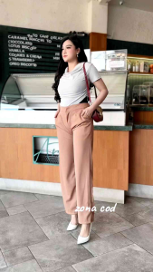 Cozie Pants Knit - Celana Panjang Kulot Wanita - Celana Highwaist Korean Style