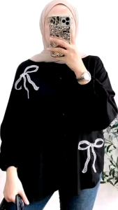 LUNA BLOUSE ATASAN MOTIF BORDIL/KOREAN WANITA BORDIL PITA