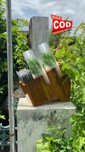 HOLDER TATAKAN CUP DAN SEDOTAN BAHAN KAYU JATI