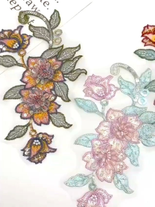 H2229 lace bordir bunga payet korean style