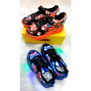 Sepatu Sneakers Spiderman Lampu LED Anak 1 2 3 4 5 6 Tahun Keren Lucu/ Sepatu Kets Sport Import Anak Cowok Cewek Motif Laba-Laba/ Sepatu Tali Import LED Nyala Anak Prewalker Batita Balita Spider/ Sepatu sekolah anak tk sd paud fashion shoes kids Casual OK