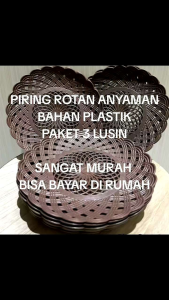 Paket 3 Lusin Piring Rotan Anyaman Plastik