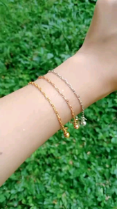 Gelang Tangan Rantai C+1 & Perak Asli Silver 925 Lapis Emas