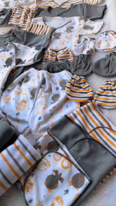 Paket Baju Bayi Newborn 0-3 Bulan Abu Otopus