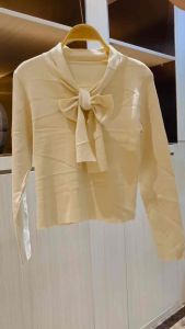 Elizabethgrosir1 Bow Collar Neck Knit Top Import Premium Grosir 77 Bahan knit import premium stretch adem lembut Y5527