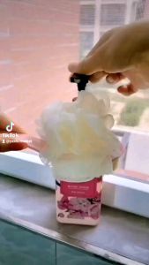 Spons Mandi 2 Sisi Shower Puff + Sikat Gosok Punggung Gagang Panjang