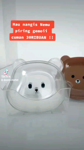 Piring Makan Akrilik Beruang Perlengkapan Dapur Rak Meja Koleksi Tempat Snack / Piring Beruang Isi 6 Pcs + Rak Piring / Piring Saji Bentuk Beruang