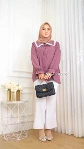 Eurigo - Isabel Atasan Blouse Oversize Wanita Busui Crinkle Airflow LD112 / 392-6998