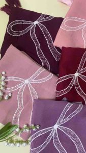 HIJAB SEGI EMPAT TASSEL PITA SABLON / JILBAB PITA MOTIF JAMBUL BESAR Coquette