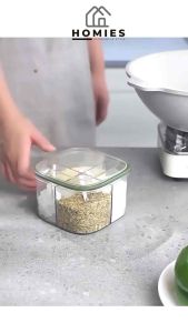 TEMPAT KOTAK PLASTIK WADAH BUMBU DAPUR MAKANAN 4 IN 1  / STORAGE BOX PENYIMPANAN BUMBU MAKANAN