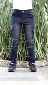 Celana jeans pria cargo polos Celana panjang pria cargo polos Celana cargo pria Cargo Arm Abu abu