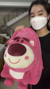 Ba Lô Đi Học Hình Gấu Dâu Tây Dễ Thương Vui Nhộn