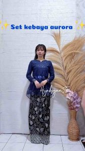 SET AURORA KEBAYA BATIK PAYA FOIL TILE MUTIARA/UKURAN M-L-XL GOOD QUALITY