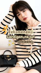 Lalisa Knit Cardy Premium / Cardigan Stripe Wanita Bahan Rajut Premium Tebal / Jisso Cardigan