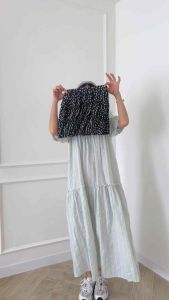 CHAWY floral black miniskirt 🍩🌷 C4591 กระโปรงสั้น กระโปรงสั้นลายดอก