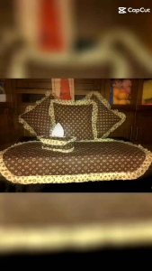FARISA SARUNG BANTAL SOFA SARUNG TISU TAPLAK MEJA TAMU OVAL