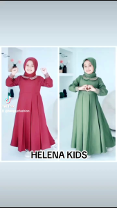 Helena dress kids (tanpa hijab) UK M L XL usia 5-13 thn bahan crinkel airflow gamis anak terbaru / gamis lebaran / baju lebaran / gamis anak perempuan / gamis anak / baju anak