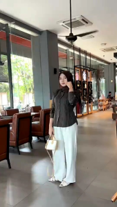 Luna Stripe Kemeja Wanita Salur basic Atasan Wanita terbaru