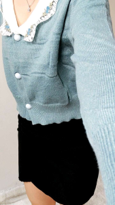 H365 Yurika Lace Collar Knit Cardigan: Cardigan Rajut Halus